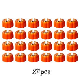 12/24pcs Halloween Pumpkin Candle Light Pumpkin Lantern Lamp Ornaments Ghost Festival Props Halloween Party Supplies Home Decor (Ships From: China, Color: 24pcs Type B)
