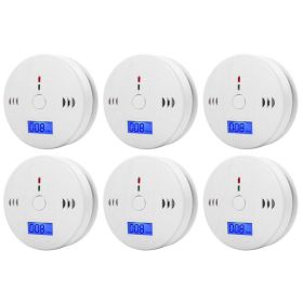 LCD CO Sensor Carbon Monoxide Detector 85dB Sound Independent CO Poisoning Warning Alarm Detector Meter Kitchen Fireplace Indoor (Ships From: CN, Color: 6PCS)