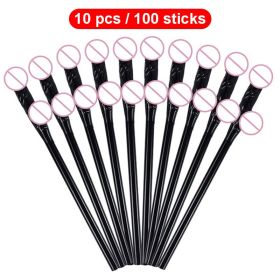 10Pcs Drinking Penis Straws Bride Shower Sexy Hen Night Drink Penis Dick Novelty Nude Straw For Bar Bachelorette Party Supplies (Ships From: China, Color: Black)
