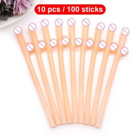 10Pcs Drinking Penis Straws Bride Shower Sexy Hen Night Drink Penis Dick Novelty Nude Straw For Bar Bachelorette Party Supplies (Ships From: China, Color: Skin Tone)