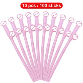 10Pcs Drinking Penis Straws Bride Shower Sexy Hen Night Drink Penis Dick Novelty Nude Straw For Bar Bachelorette Party Supplies (Ships From: China, Color: Pink)