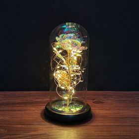2023 LED Enchanted Galaxy Rose Eternal Rose Forever Rose In Glass Valentines Day Gift for Girlfriend Christmas Wedding Birthday (Ships From: CN, Color: Gold - Warm light)