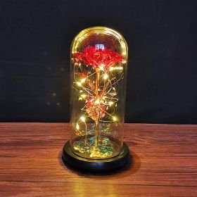 2023 LED Enchanted Galaxy Rose Eternal Rose Forever Rose In Glass Valentines Day Gift for Girlfriend Christmas Wedding Birthday (Ships From: CN, Color: Red - Warm light)