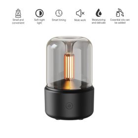 120ML Candlelight Aroma Diffuser Air Humidifier Romantic Light Portable Essential Oils Diffuser Mist Maker Fogger Purifier Home (Ships From: China, Color: BASIC BLACK)