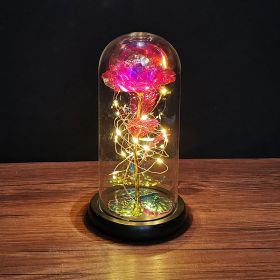 2023 LED Enchanted Galaxy Rose Eternal Rose Forever Rose In Glass Valentines Day Gift for Girlfriend Christmas Wedding Birthday (Ships From: CN, Color: Pink - Warm light)