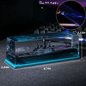 Cruise Ship Fluid Drift Bottle Decoration Desktop Decoration Creative Birthday Gift Hourglass Car Living Room Home Bar Decor Toy (Ships From: China, Color: Glowing Black Pearl)