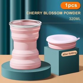 1/2pcs Portable Silicone Folding Water Cup Outdoor Heat Resistant Foldable Mug Collapsible Drinking Cups With Lid Travel Camping (Ships From: China, Color: 1pcs pink)