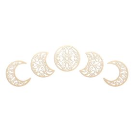 5Pcs 3D Moon Phases Wall Hanging Decor Natural Design Moon Cycle Variation Wooden Bedroom Stickers Home Bedroom Wall Decor Craft (Ships From: China, Color: Wood Color)