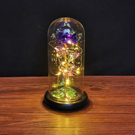 2023 LED Enchanted Galaxy Rose Eternal Rose Forever Rose In Glass Valentines Day Gift for Girlfriend Christmas Wedding Birthday (Ships From: CN, Color: Purple- Warm light)