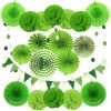 20Pcs Paper Fans Decor Hanging Paper Hanging Paper Fans Pompom Flower Garland Wedding Birthday Party Halloween Baby Shower Decor