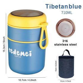 530/710ml Stainless Steel Lunch Box Food Cup With Spoon Thermo Lunchbox Thermal Jar Insulated Soup Container Breakfast Tableware (Ships From: China, Color: best B)