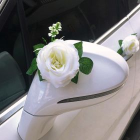White/Red Rose Artificial Flower Wedding Car Decor Kit Bridal Car Decorations Romantic Fake Rose Ribbons Silk Flower Door Handle (Ships From: CN, Color: 9pcs A flowers)