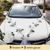 White/Red Rose Artificial Flower Wedding Car Decor Kit Bridal Car Decorations Romantic Fake Rose Ribbons Silk Flower Door Handle