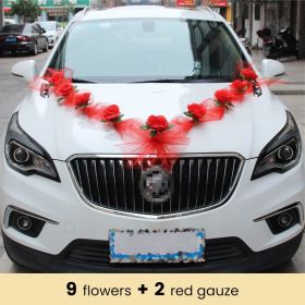 White/Red Rose Artificial Flower Wedding Car Decor Kit Bridal Car Decorations Romantic Fake Rose Ribbons Silk Flower Door Handle (Ships From: CN, Color: Set B)