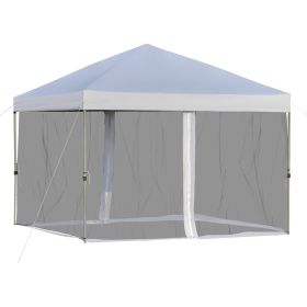 10' x 10' Pop Up Canopy Portable Folding Tent Gazebo Outdoor with Removable Sidewalls Mesh Curtains Carrying Bag White (Color: White)