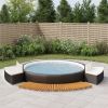 Spa Surround Black Poly Rattan and Solid Wood Acacia