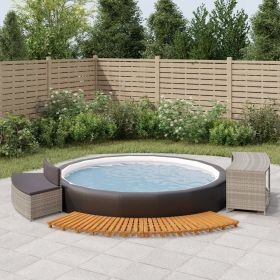 Spa Surround Gray Poly Rattan and Solid Wood Acacia (Color: Gray)