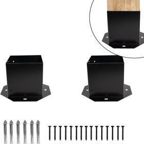 6√ó6 Post Base,Deck Post Brackets,Inner Size 5.5"x5.5" Thick Steel Fence Post Anchor Base,Black Powder Coated Heavy Fence Post,for Pavilion Deck Raili (Quantity: 2)