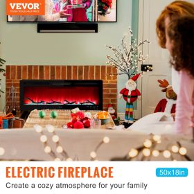 VEVOR Electric Fireplace Linear Fireplace Wall-mounted or Recessed (Smart Home Control: Remote Control, Product Width: 50 inch)