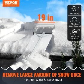 VEVOR Snow Roof Rake, Blade Snow Removal Tool, Aluminium Roof Shovel, Roll Wheels for Roof Protection, Anti-Slip Handle Grip, Easy to Setup & Use for (Scraper Material: Aluminium Alloy, Scraper Width: 19 inch)