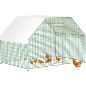 VEVOR Large Metal Chicken Coop with Run, Walkin Chicken Run for Yard with Waterproof Cover, Outdoor Poultry Cage Hen House, Large Space for Duck Coops (Design of Roof: Flattop, size: 6.5 x 9.8 x 6.5 ft)