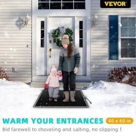 VEVOR Snow Melting Mat, 3 in/h Melting Speed, Heated Outdoor Mats for Winter Entrances, No-Slip Rubber w/Plug, Power Cord, Outlet Timer, Reflective St (size: 40x60 inch)