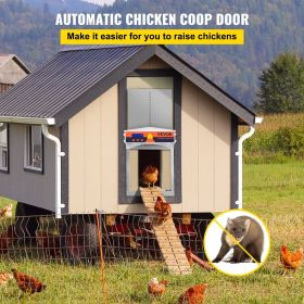 VEVOR Automatic Chicken Coop Door, Auto Open/Close, Gear Lifter Galvanized Poultry Gate with Evening and Morning Delayed Opening Timer & Light Sensor, (Color: Silver)