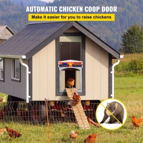 VEVOR Automatic Chicken Coop Door, Auto Open/Close, Gear Lifter Galvanized Poultry Gate with Evening and Morning Delayed Opening Timer & Light Sensor, (Color: Brown)