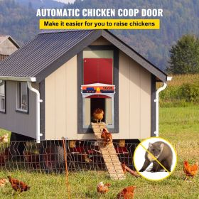 VEVOR Automatic Chicken Coop Door, Auto Open/Close, Gear Lifter Galvanized Poultry Gate with Evening and Morning Delayed Opening Timer & Light Sensor, (Color: Red)