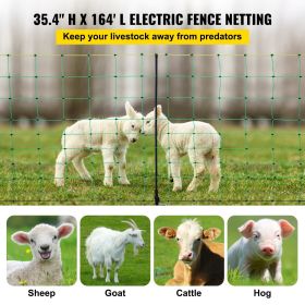 VEVOR Electric Fence Netting, PE Net Fencing with 14 Posts Double Spiked, Utility Portable Mesh for Goats, Sheep, Lambs, Deer, Hogs, Dogs, Used in Bac (Product Size(H x L): 35.4 in x 164 ft/ 0.9 x 50 m)