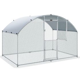 VEVOR Large Metal Chicken Coop with Run, Walkin Chicken Run for Yard with Waterproof Cover, Outdoor Poultry Cage Hen House, Large Space for Duck Coops (Design of Roof: Dome Roof, size: 6.5 x 9.8 x 6.4 ft)