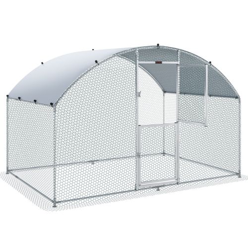 VEVOR Large Metal Chicken Coop with Run, Walkin Chicken Run for Yard with Waterproof Cover, Outdoor Poultry Cage Hen House, Large Space for Duck Coops
