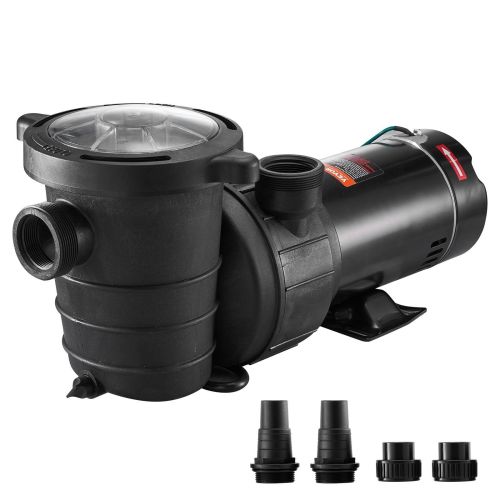 VEVOR Swimming Pool Pump Single Speed Pumps for Above Ground, Powerful Self Priming Pool Pumps w/ Strainer Filter Basket, Certification of ETL for Sec