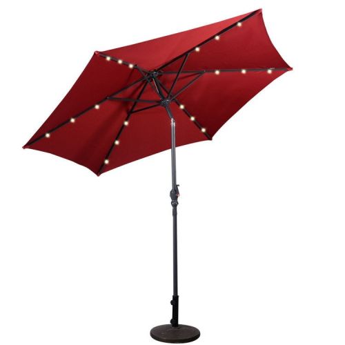 9 Feet Patio LED Solar Umbrella with Crank 9 Feet Patio LED Solar Umbrella with Crank