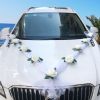 White/Red Rose Artificial Flower Wedding Car Decor Kit Bridal Car Decorations Romantic Fake Rose Ribbons Silk Flower Door Handle