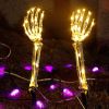 Halloween Decorations with 20 LED lights 8 changeable lighting modes waterproof battery-powered timer Skeleton Hand Realistic Halloween skeleton indoo