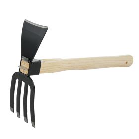 Dual-Purpose Hoe With Short Wooden Handle, Handheld Garden Tool 2 in 1 Rake and Hoe, Great for Loosening or Weeding Soil (Option: Type C-Wood color Black)